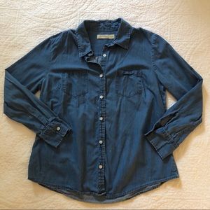 Faded Glory Denim Chambray Button Down Shirt